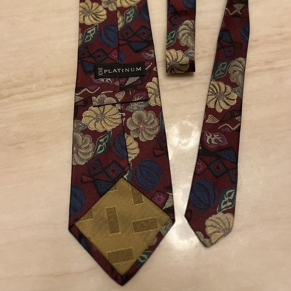XMI PLATINUM Necktie Floral  Wide & Long England Silk Hand Made In USA 4”x62.5” - Picture 1 of 5
